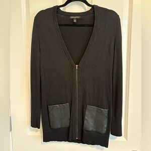 Banana Republic Black Cardigan with Leather Pockets